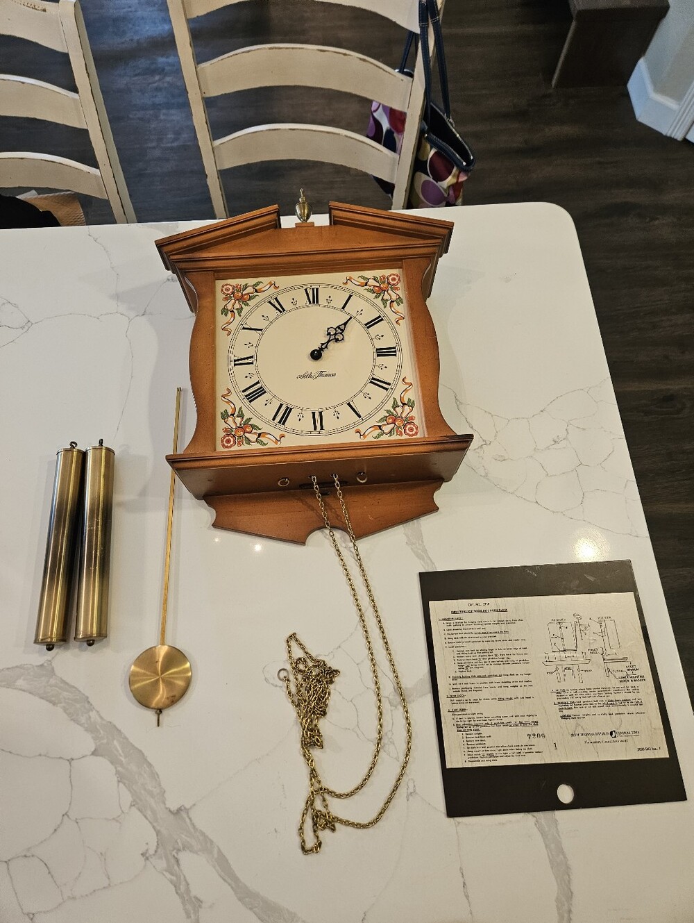 Seth Thomas E476 Mechanical Wall Clock w/ Pendulum Weights Made In Germany